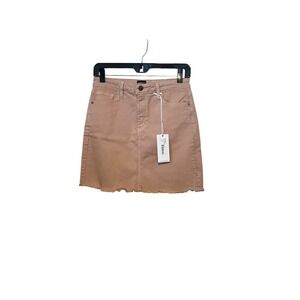 Just Black Denim Khaki A-Line Mini Skirt Frayed Hem NWT Small Neutral Casual